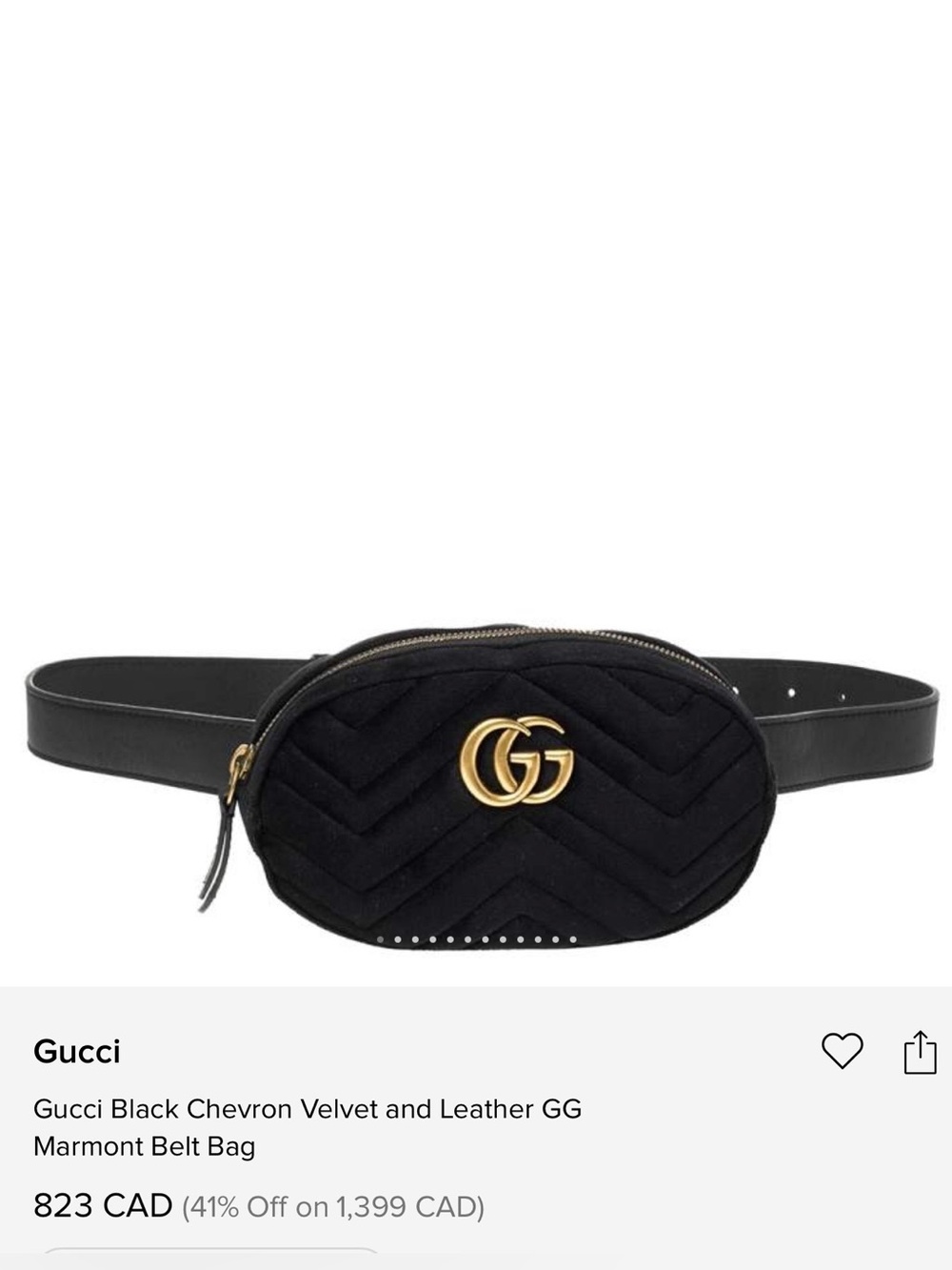 Gucci Black Chevron Velvet Waist purse